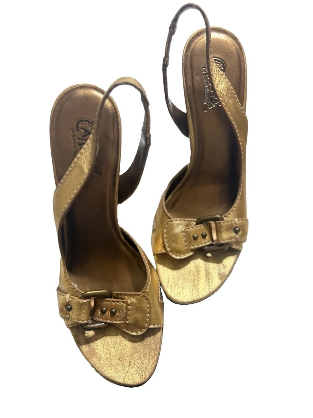 Carlos by Carlos Santana Fidelity Y2K Vintage Gold Heels 7.5